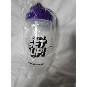 Beachbody Let's get Up Blender Shaker 25 oz BPA Free Clear Purple Cup Bottle New